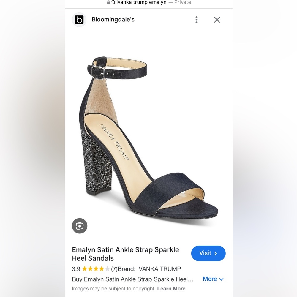 NIB Ivanka Trump Emalyn black satin sandal size 9.5